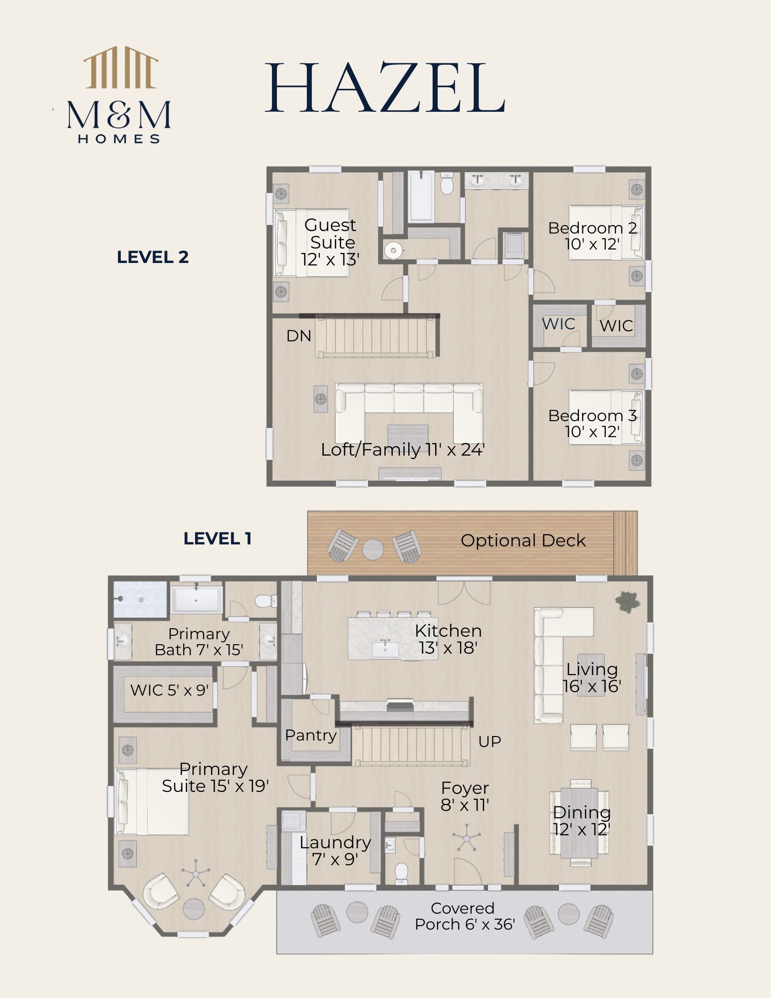 Hazel floor plan layout from M&M Homes semi-custom home collection for Northeast Florida