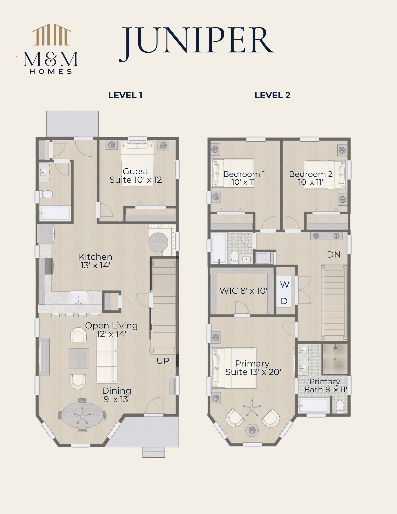 Juniper floor plan layout from M&M Homes semi-custom home collection for Northeast Florida