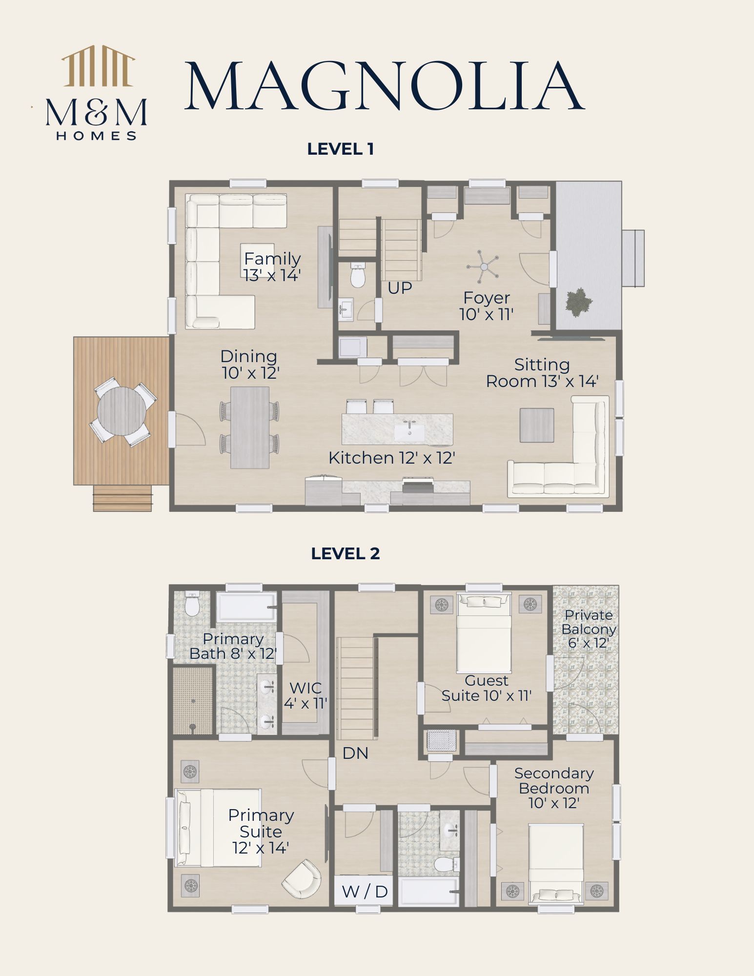 Magnolia floor plan layout from M&M Homes semi-custom home collection for Northeast Florida Magnolia floor plan layout from M&M Homes semi-custom home collection for Northeast Florida