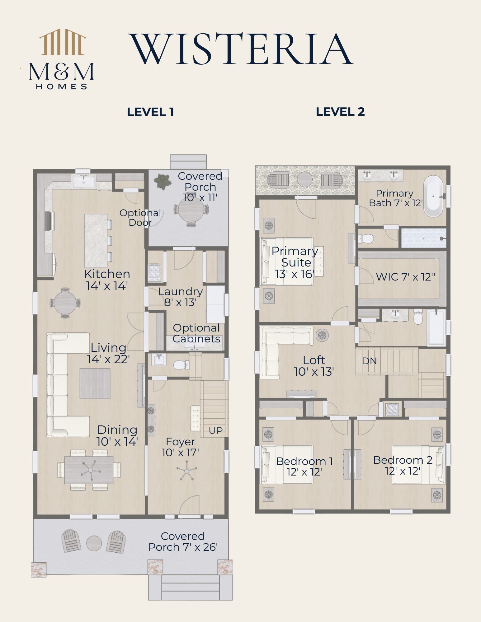 Wisteria floor plan layout from M&M Homes semi-custom home collection for Northeast Florida Wisteria floor plan layout from M&M Homes semi-custom home collection for Northeast Florida