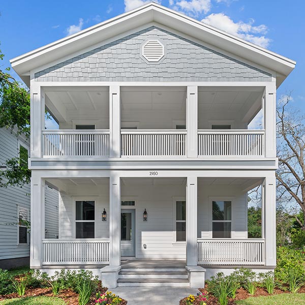 Custom new home construction with two-story porch, M&M Homes, Jacksonville, Florida