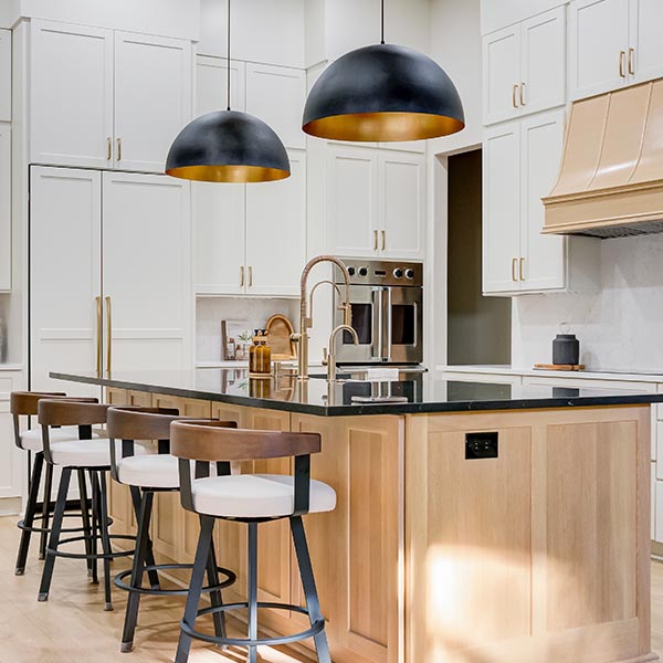 Interior kitchen renovation with white cabinets and island, M&M Homes, Jacksonville
