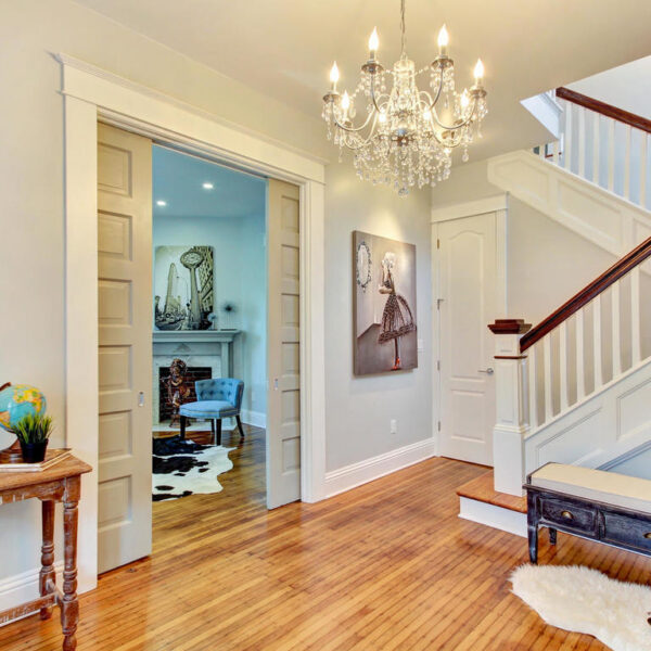 008-historic-foyer-renovation-jacksonville-fl Restored historic foyer and entryway featuring custom woodworking by a Jacksonville home remodeling contractor.