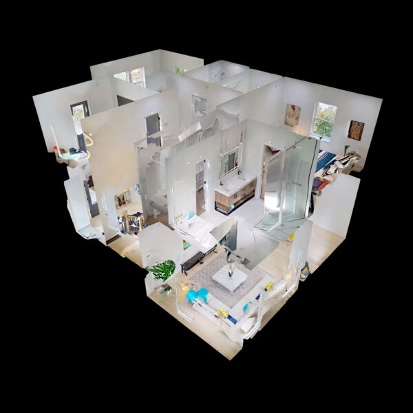 01-magnolia-dollhouse-3d-scan-floor-plan-view 3D dollhouse view of the three bedroom Magnolia semi-custom home plan showing the full interior layout